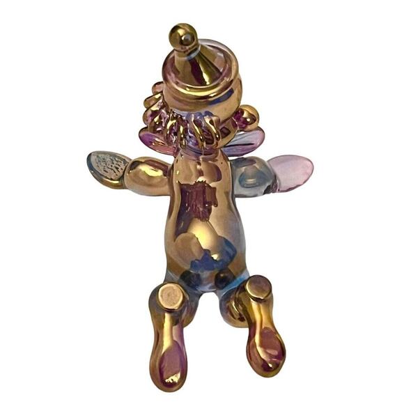 24k Shades Of Gold CLOWN FIGURINE 3" Art Glass One Of A Kind Sculpture + Tag - Picture 3 of 9